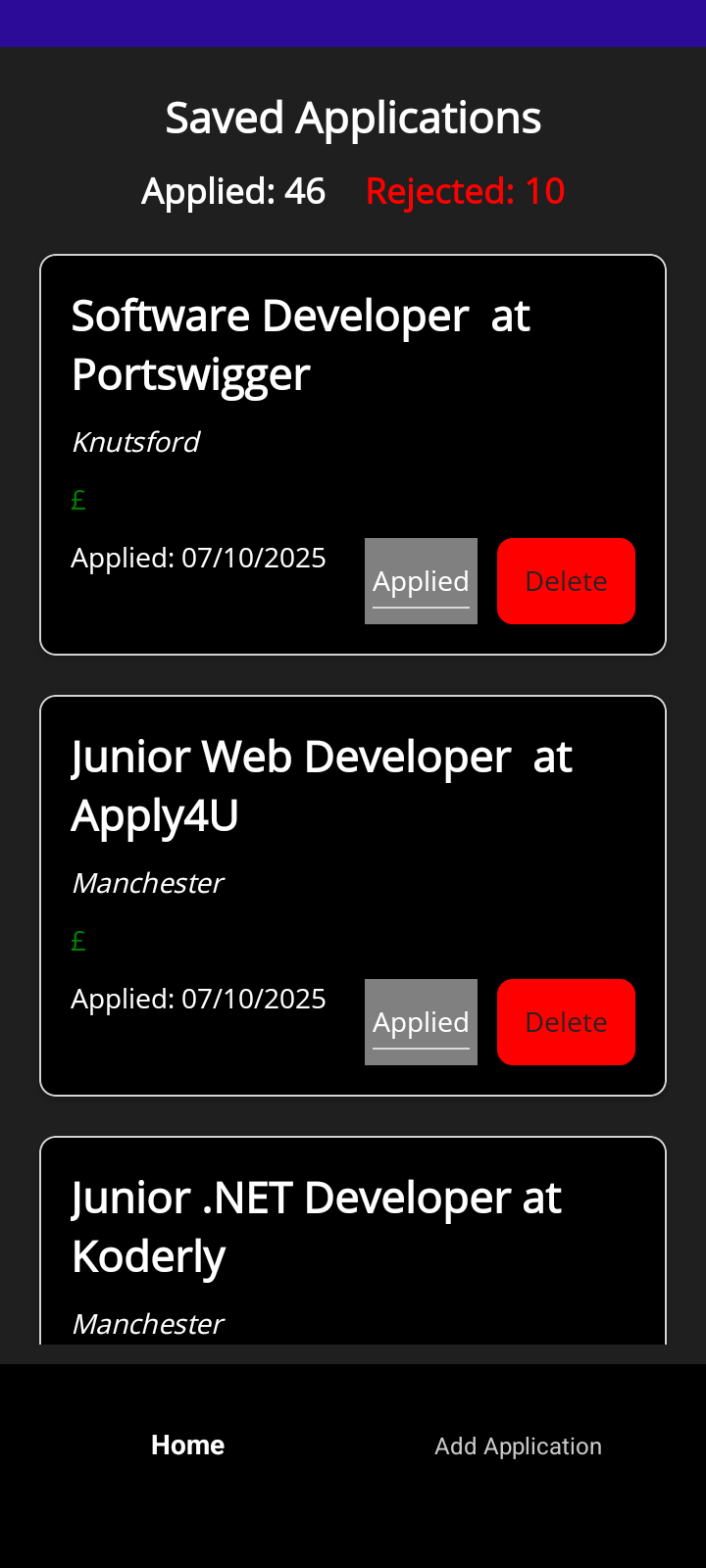 Page 1 of Application Tracker