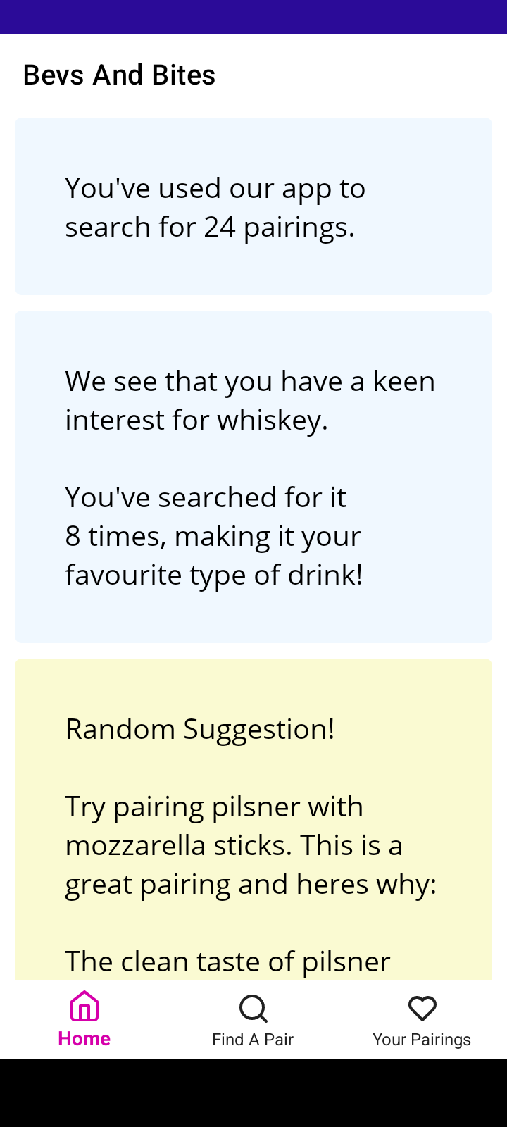 Bevs and bites home page